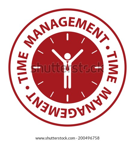 Red Circle Time Management Icon, Sticker or Label Isolated on White Background