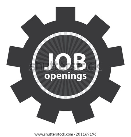 Black Gear Job Openings Icon or Label Isolated on White Background
