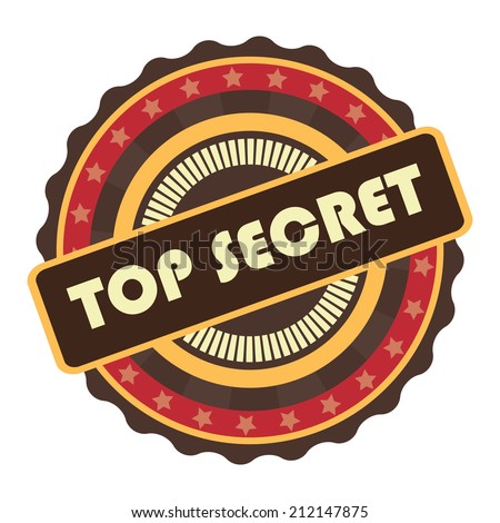 Red and Orange Vintage Top Secret Icon, Badge, Sticker or Label Isolated on White Background