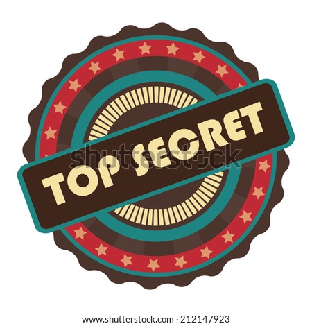 Red and Blue Vintage Top Secret Icon, Badge, Sticker or Label Isolated on White Background