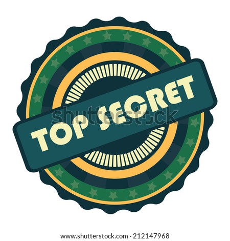 Green and Blue Vintage Top Secret Icon, Badge, Sticker or Label Isolated on White Background