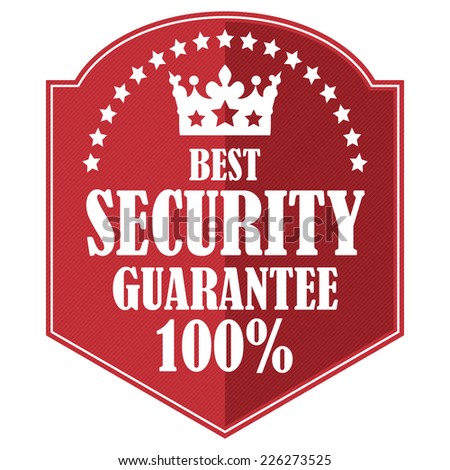 Red Best Security Guarantee 100% Badge, Icon, Label or Sticker Isolated on White Background