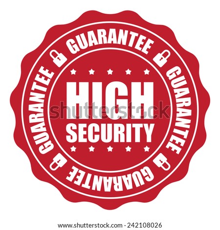 Red High Security Guarantee Icon, Badge, Sticker, Tag or Label Isolated on White Background