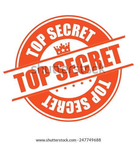 Orange Top Secret Sticker, Icon or Label Isolated on White Background