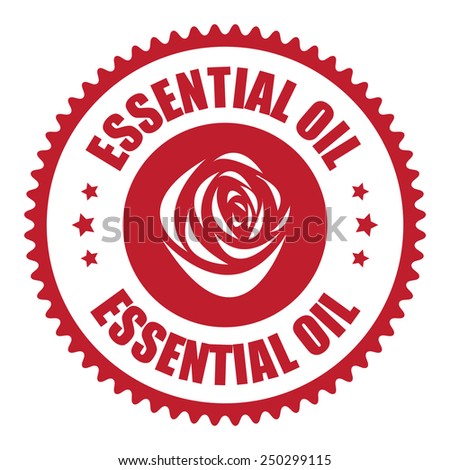 Red Essential Oil Icon, Sticker, Badge or Label Isolated on White Background