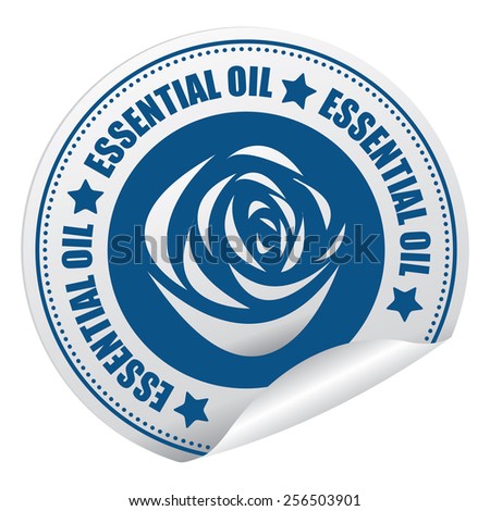 Blue Essential Oil Sticker, Icon or Label Isolated on White Background