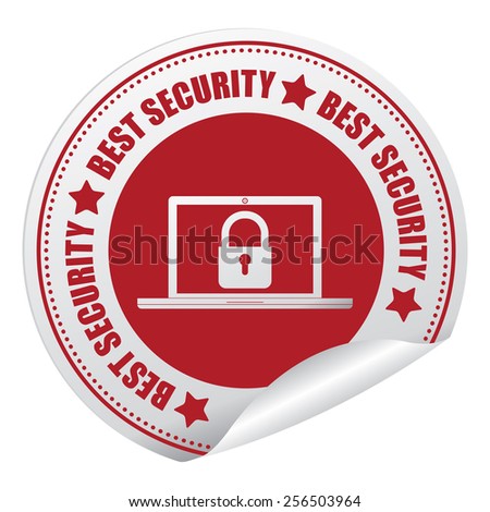 Red Best Security Sticker, Icon or Label Isolated on White Background
