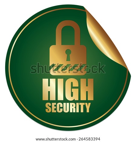 Green Metallic High Security Sticker, Icon or Label Isolated on White Background