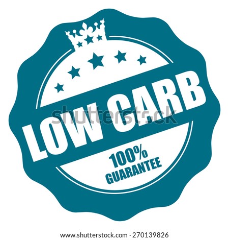 Blue Low Carb 100% Guarantee Stamp, Badge, Label, Sticker or Icon Isolated on White Background