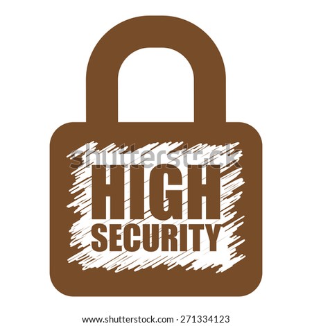 Brown High Security Lock Banner, Sign, Label or Icon Isolated on White Background