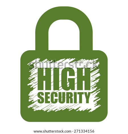 Green High Security Lock Banner, Sign, Label or Icon Isolated on White Background