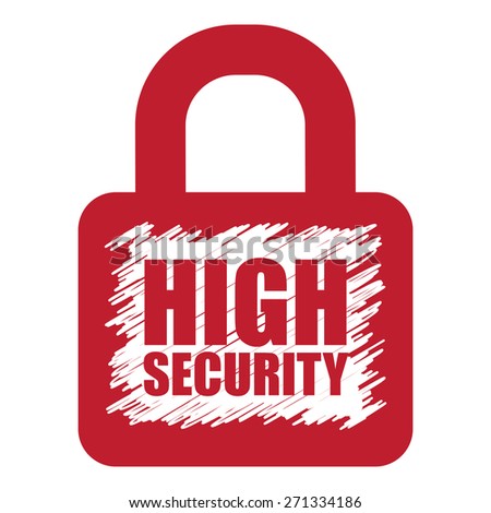 Red High Security Lock Banner, Sign, Label or Icon Isolated on White Background