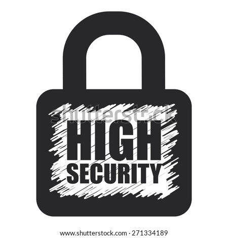 Black High Security Lock Banner, Sign, Label or Icon Isolated on White Background