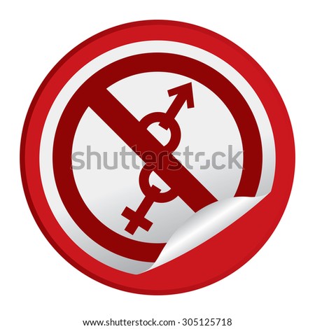 Red Circle No Sex, No Entry Prohibited Sign Infographics , Sticker, Icon or Label Isolated on White Background