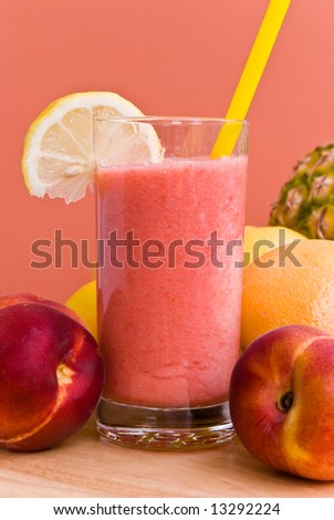 juice of mixed fruit,peach-freshly squeezed