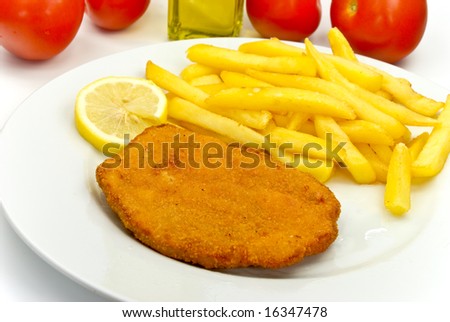 cutlet,breaded-with french fries