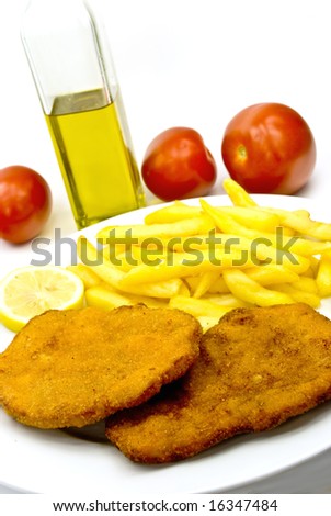 cutlet,breaded-with french fries