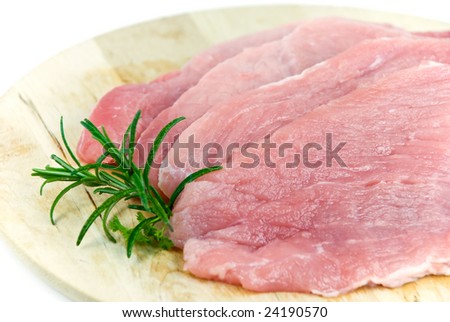 Slices Of Pork Chop Loin-raw-,isolated On White