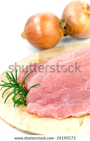 Slices Of Pork Chop Loin-raw-,isolated On White