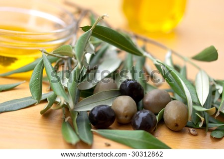 olive bath items isolated on the white. wellness products