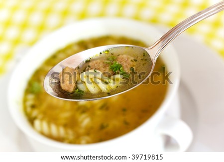 spoon of hot soup