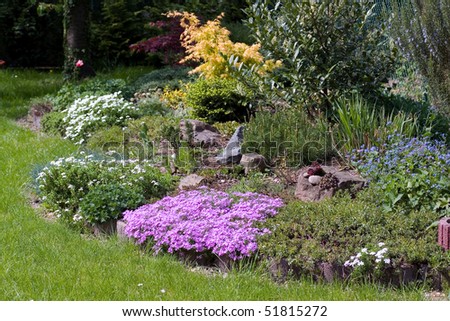 Beautiful Park-Garden with Flowers,Carnation,Viola-alley