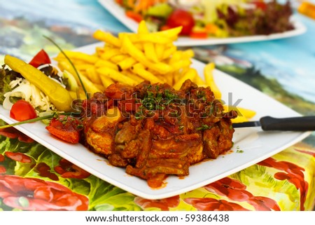 Grilled Steak with Stuffing of Goose - Liver,sliced