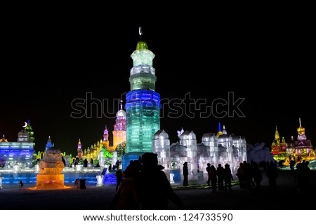 HARBIN, PEOPLE\'S REPUBLIC OF CHINA - DECEMBER 31: Ice Sculpture at the Harbin Snow and Ice Festival 2013 shown on December 31, 2012 in Harbin, People\'s Republic of China.