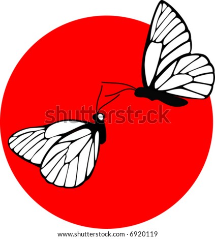 Black Veined White Butterfly Couple Stock Vector 692011