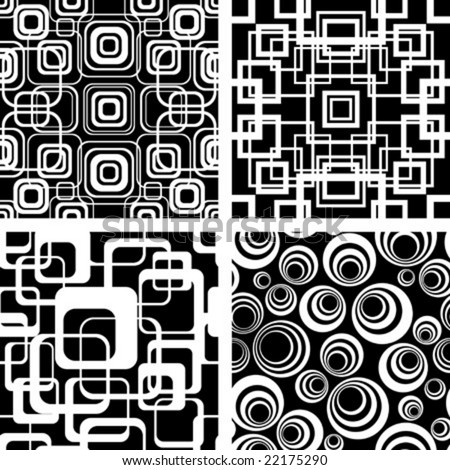 stock vector : Seamless black-and-white retro patterns