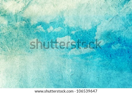 Retro image of cloudy sky on rice paper background