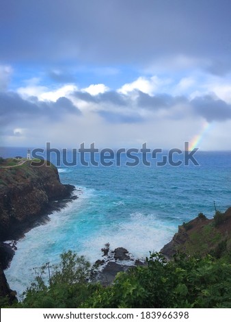 Kauai Lighthouse with Rainbow