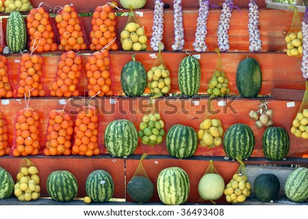 Street shop for fruits and vegetables