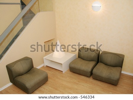 Compact interior apartment with stairs