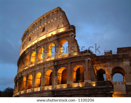 Roman Colosseum lit at night
