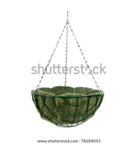 Hanging basket with lining isolated on white