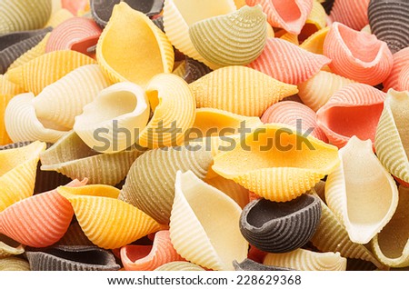 Product photography of Italian Pasta varied colors