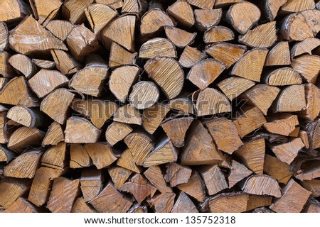 Chopped wood stacked full frame