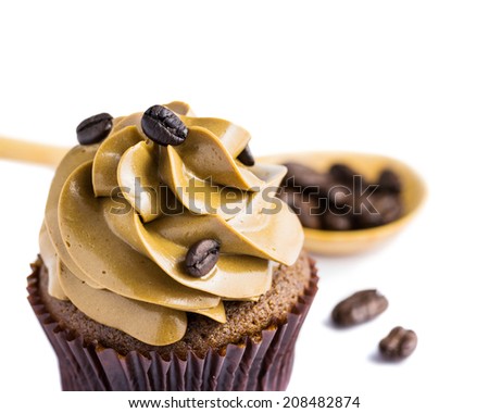 Coffee cupcakes on white background