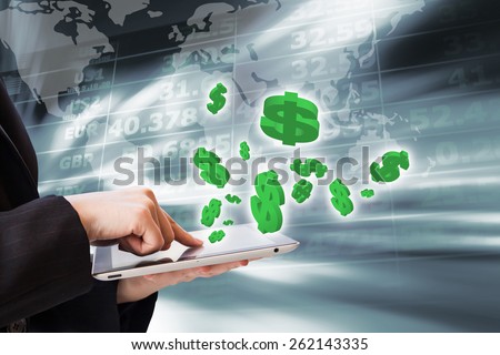 Business woman are checking exchange rates by using digital tablet