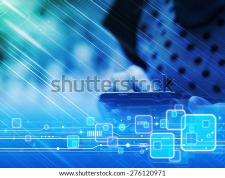 Abstract business woman using mobile phone