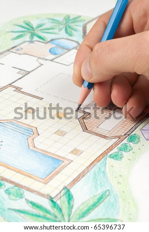 Interior designer draws a home floor plan