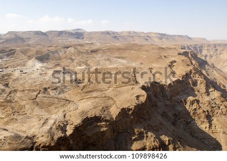 It can be seen the Roman legionary (X Fretensis) castra at Masada from the fortress.