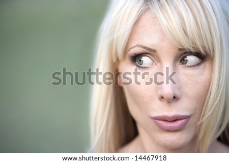 Closeup of a beautiful woman looking to the left