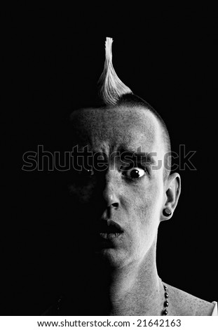 Confused Man with a Tall Pointed Mohawk