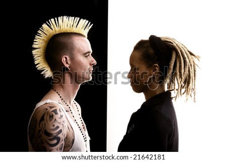 Man With Mohawk And African-American Woman With Dreadlocks Stock ... Man With Mohawk And African-American Woman With Dreadlocks Stock ...