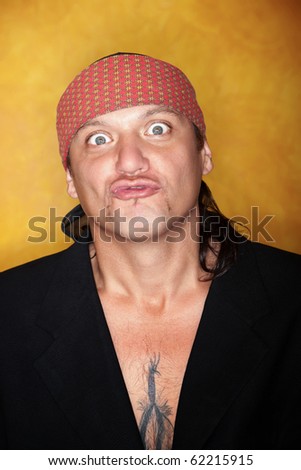 stock photo : Handsome mixed race man with feather tattoo