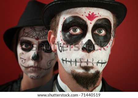 makeup skull. Couple in skull makeup and