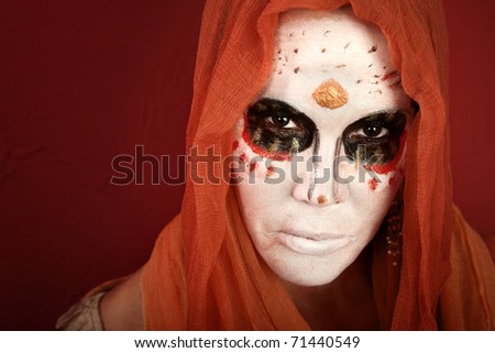 Woman wearing a scary makeup for All Souls Day
