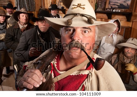 Middle Aged Cowboys In An Old Western Saloon Stock Photo 104111009 